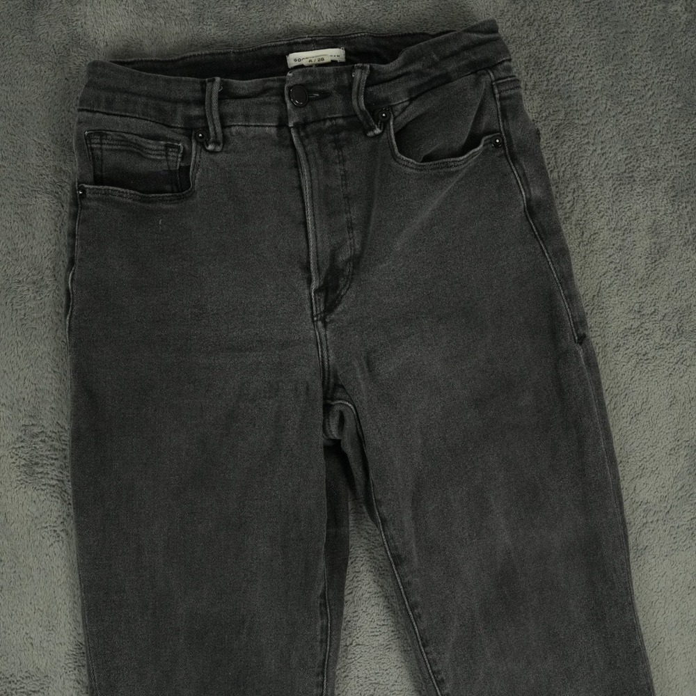 Good American Good Legs Straight Jeans Womens 6/28 (26x25.5) Black Mid Rise